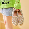 Joy&Mario Women's loafers Lace Breathable Non-Slip Wedges shoes. 
