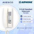 Aiphone | 3-Call Handset Intercom | TD-3H/B | 3 talk paths for communication and paging | 70mA per station | Avesco. 
