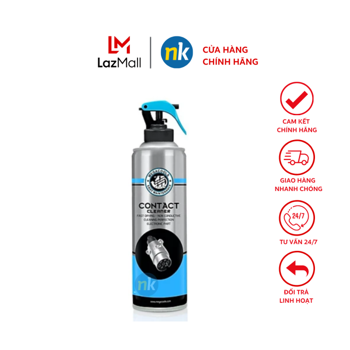 Megacools chai xịt mạch điện, vệ sinh mạch điện, kháng nước linh kiện điện tử khỏi bụi bẩn, dầu mở MEGACOOLS Contact CLEANER 500ml