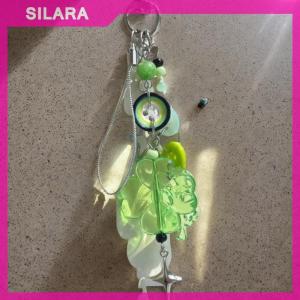 SILARA 1 Piece Star Colorful Button Pendant Anime Green Four Leaf Clover Cosplay Keychain Phone Chain Key Chain Jewelry Accessory Props