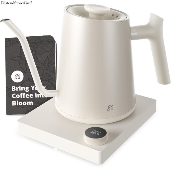 Electric Kettles Greater Goods Electric Gooseneck Kettle Perfect for Tea  and Pour Over Coffee, 1200 Watt (Birch White) DistendStore43re5-CB