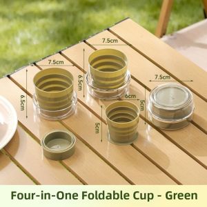 DGFDF Leak-Proof Foldable Travel Cup Creative 4 in 1 Portable Drinking Mug Lightweight Multi-functional Collapsible Water Cup Outdoor Use