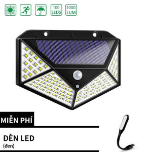 (Đèn LED USB miễn phí)Đèn Led Năng Lượng Mặt Trời 100 LED cảm ứng chuyển động thời gian sạc nhanh siêu sáng thẩm mỹ cao