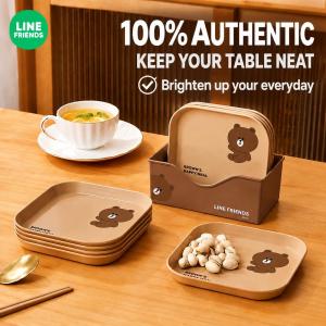 LINE FRIENDS Brown Plate PP Smooth Tabletop Bone Waste Dish LFB133
