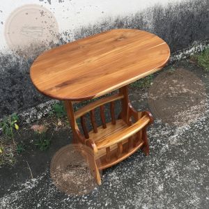 OTOPMAISAK  โต๊ะวางของไม้สัก ขนาด 39*60*60 ซม. โต๊ะกระเช้าสีดาวงรี ไม้สัก