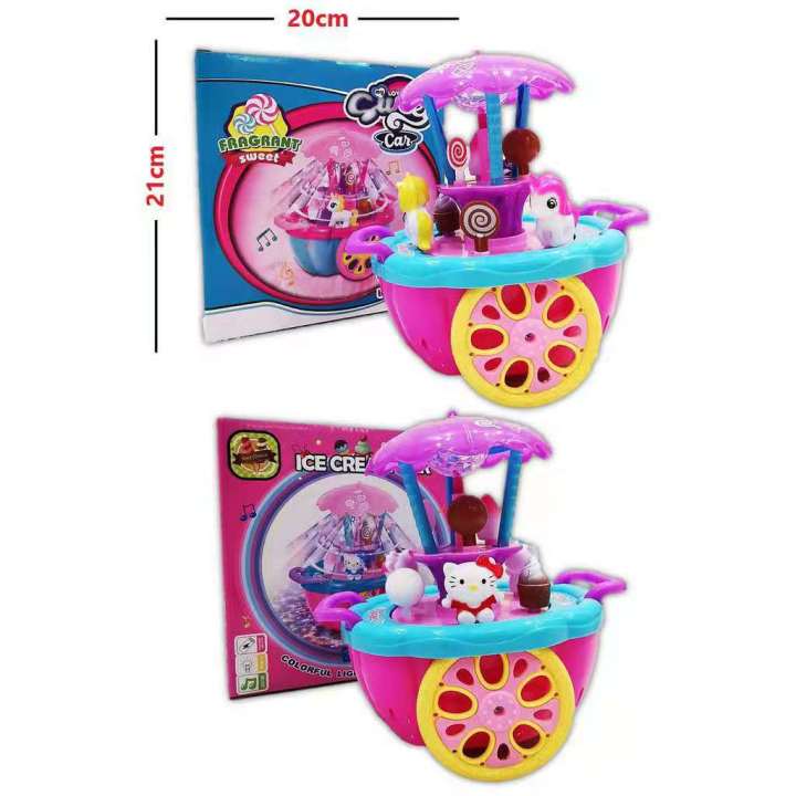 N&MICE CREAM CAR 360 ROTATE COLORFUL LIGHTS AND MUSIC BATTERY OPERATED