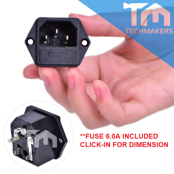 AC-03 / AC-01 AC Power Socket 3 Pin Male Plug Connector 250V with Fuse ...