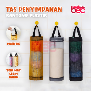 [BEC] Tas Tempat Penyimpanan Kantong Plastik Bentuk Tabung Storage Gantung Jaring Multifungsi