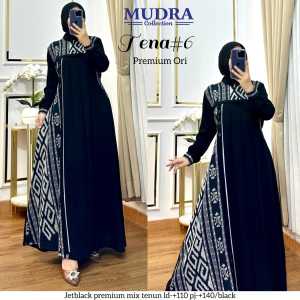 FKS Gamis Lebaran XL LD 110 Gamis Jetblack Mix Tenun TENA #6 by MUDRA