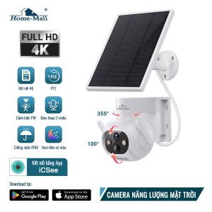 Camera năng lượng mặt trời chống nước SIM 4G Kèm theo tấm pin chiếu sáng lắp đặt ngoài trời không điện không cần WiFi đàm thoại 2 chiều