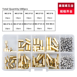 Cross-border hot sale 180PCS Dual-way hexagonal copper standoffs in for computer motherboard connectors single-way standoffs in M2.5