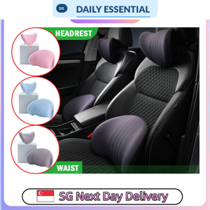 【DAILY ESSENTIAL】 Car Seat Memory Foam Headrest and Lumbar Cushion | Separate Pieces or Set