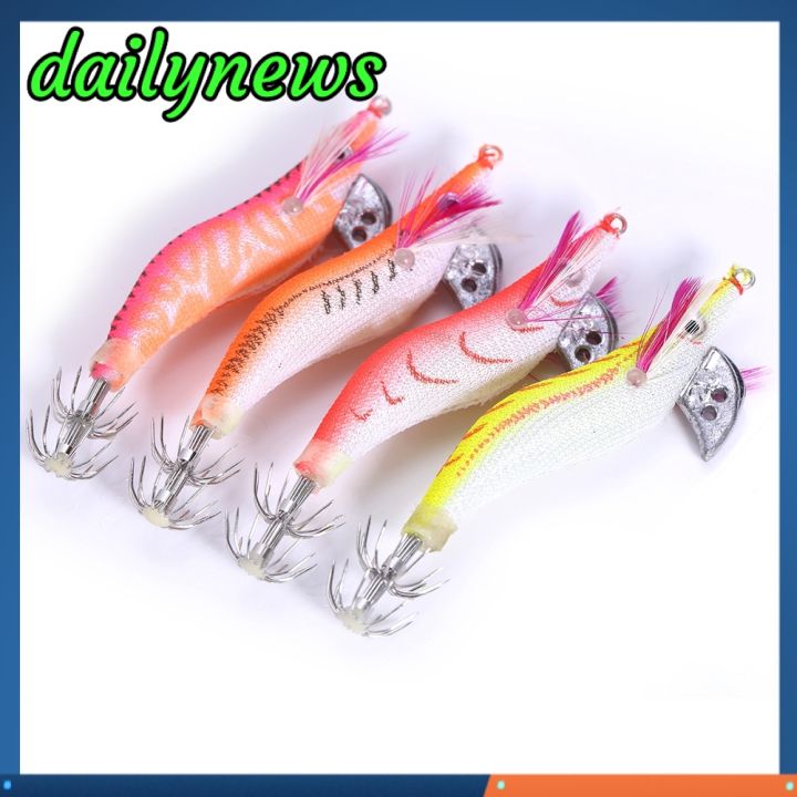 Dailynews] 4Pcs Luminous Plastic Shrimp Bait Squid Shrimp Jig Jigging Lures  Night Dawn Fishing