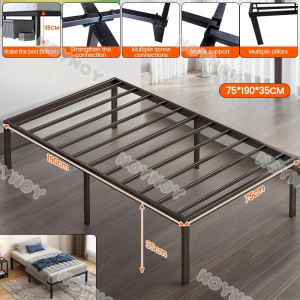 Folding Bed Office Lunch Break Bed Household Simple Single Bed Double Wooden Bed Camp Bed Hospital Escort Bed Portable Nap Bed Rental Steel bed 187cm*width 100cm silver bar grid