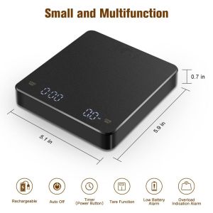 【SG Stock】NEOUZA Pour Over Drip Coffee Electronic Scale Baking Scale Kitchen Scale LED Screen Smart Type-C Charging Port Waterproof Load Capacity 3KG/6.6LB