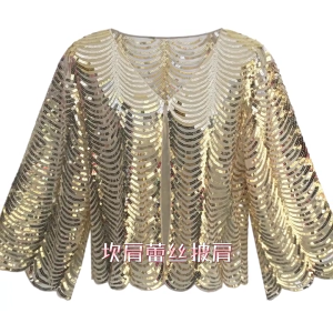 Sequined lưới khăn choàng lung linh lấy trộm cho phụ nữ dịp trang trọng và bữa tiệc đêm váy sườn xám Khăn choàng quấn sử dụng thường nhật
