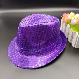 MASTERYX Sequins Jazz Hat Masquerade Shiny Panama Cap Durable Stage Dance Performance Hat Men Women