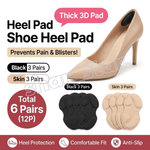 Shoe Heel Pads Heel Protection Cushion Insole 12 Pieces Anti-Slip Blister Prevention 6 Pairs