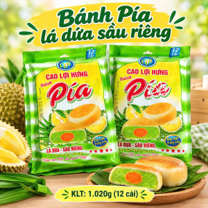 Bánh Pía Cao Lợi Hưng nhân Đậu xanh/Lá dứa Sầu riêng đặc biệt trứng xay túi lớn 1.020g (12 cái) ít ngọt/less sugar healthy ăn vặt biếu tặng đãi khách đặc sản Việt Lucas Farm shop