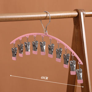 ที่หนีบผ้า สแตนเลส ไม้แขวนหนีบผ้าพร้อมตะขอล๊อค ตัวหนีบเคลือบซิลิโคนกันลื่น 10 ตัวหนีบ ประหยัดพื้นที่ เขียว/ขาว/ชมพู/ฟ้า