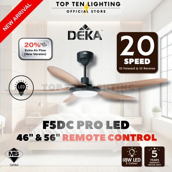(Sirim) DEKA F5DC PRO Ceiling Fan Remote Control 10+10 Speed Kipas Siling Syiling Cooling 风扇