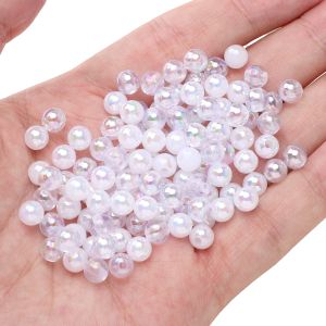 6/8/10/12mm 30-50 cái/túi acrylic màu trơn trong suốt màu AB hạt cườm tròn lỏng hạt cườm cho vòng tay thủ công vòng cổ bông tai Keychain tự làm thủ công làm đồ trang sức phụ kiện