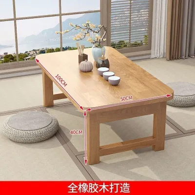 Folding Household Solid Wood Tatami Low Bay Window Small Tea Table