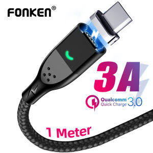 Fonken Cáp USB Type-C Điện Thoại 3A Cáp Sạc Nam Châm Sạc Nhanh Loại USB C Dây Cáp Sạc Di Động Dây Sạc Nhanh