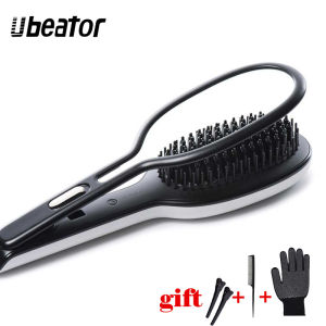 New 2 in 1 Hair straightener Brush Ceramic Styling Brush hot comb Straightening Hairdressing Tools Hair Straightening flat Iron