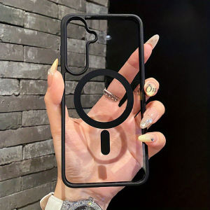 Magnetic Wireless Charging Phone Case For Samsung S24 Ultra S25 Ultra S24 FE S23 Plus Magsafe Case Samsung S22 Ultra/S23FE/S24Plus/S24Ultra Hard Transparent Back Cover Bumper