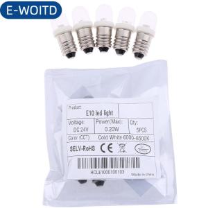 E-WOITD 5pcs LED E10 DC3V 5V 6V 12V 24V vít bóng đèn cảnh báo tín hiệu bóng đèn E10 Thiết bị đo đạc chỉ số trắng tự động nội thất ánh sáng