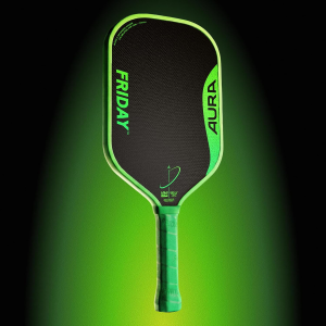 FRIDAY Aura Pickleball Paddle (Gen IV Foam) — Elite Power with Electric Control Massive Sweet Spot Spin-Friendly Carbon Face Thermoformed Build (Single Paddle)