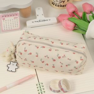 Cute Pencil Case Floral Printing Pen Bag Pouch Gift for Girls&Kids School Office Stationery Organizer Supplies