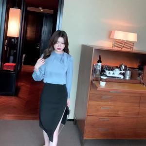 Ammin phong cách Hàn Quốc lỏng kích thước lớn cao cấp sọc áo cánh vải voan cho phụ nữ 2024 mùa xuân và mùa thu Bow khí chất áo sọc hàng đầu