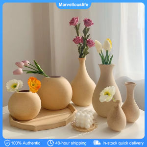 Wooden Flower Vase Retro Table Decorative Vase Dried Flower Arrangement Pot European Style Aesthetic Vase