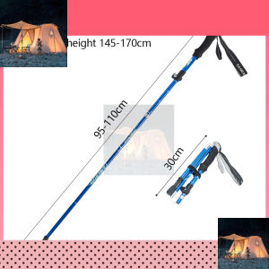 Collapsible Tri-fold Trekking Hiking Poles Light-weight Collapsible Walking Stick Anti-Shock