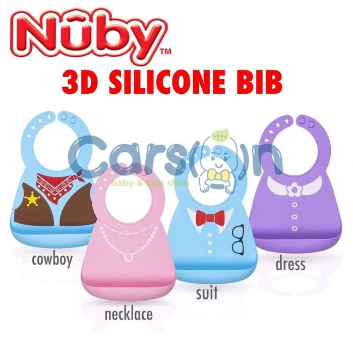 Nuby 3D Silicone Bib Cowboy Necklace Dress Suit Soft Silicone