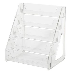 DUY26 5 Tier Acrylic Book Display Rack Detachable DIY Greeting Card Storage Rack Brochure Holder Decorative Rack Magazines Organizer Home Use