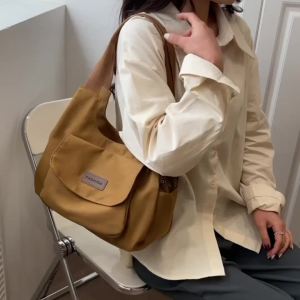 COD  Túi Đi Lại Phong Cách Nhật Bản Thiết Kế R Túi Vải   Túi Tote Dễ Phối Giản Dị Màu Trơn Đơn Giản Cho Nữ  Sem