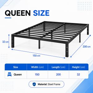 【Kaki.SG】Heavy Duty Metal Bed Frame Steel Platform Bed Frame with Underbed Storage Easy Assembly No Box Spring Needed