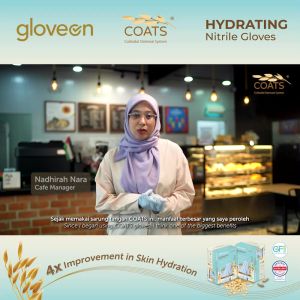Muyuan~GloveON COATS Hydrating Nitrile Gloves (Blue) – Soothe & Protect Dry Sensitive Hands 50pcs