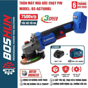 Thân Máy Mài Pin BOSHUN BS-AG7500BL Chống khởi động lại Gặp sự cố tự ngắt Chống sốc đá Có khởi động mềm