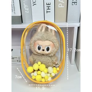 [SG Ready Stock]Labubu PVC Protective Bag Transparent PVC Portable Cable Organizer Box Keychain Bags Thickened Doll Bag Double Zipper Labubu Doll Bags