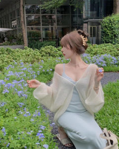 Summer Gentle Style Knitted Cardigan Sunscreen Tops for Women