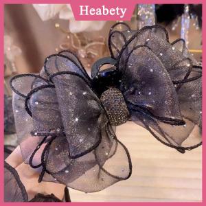 Heabety Đen Lưới Bow Rhinestone Tóc Claw Cổ Điển Thanh Lịch Kẹp Tóc Kẹp Kẹp Cá Mập Clip Cho Phụ Nữ Thời Trang Phụ Kiện Tóc