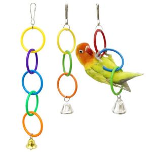 GTRBFDS Plastic Bird Swing Toys Colorful Relieve Boredom Parrot Climbing Ring Creative With Bell Bird Exercise Play Toy Birdcage Accessories