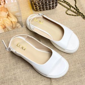 929 Sandal Wedges Wanita Kulit PU Motif Polos Hak Tebal Tinggi Sendal Tali Kekinian Bisa COD