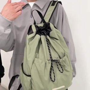 Casual backpack for couples suitable for outdoor activities lightweight drawstring large-capacity casual fabric bag