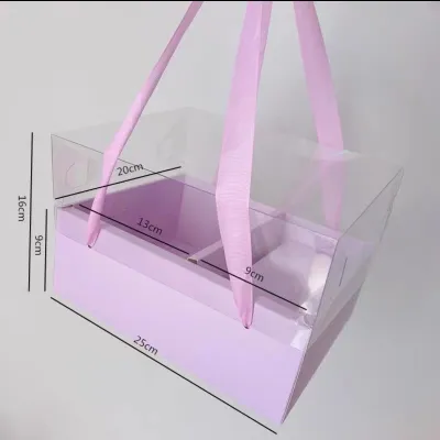 New item PVC transparent gift Cake box / flower box / gift box with Handle/Bunga Kotak