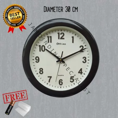 JAM DINDING POLOS MINIMALIS BESAR MURAH DIAMETER 30CM ONTIME 767 P2
